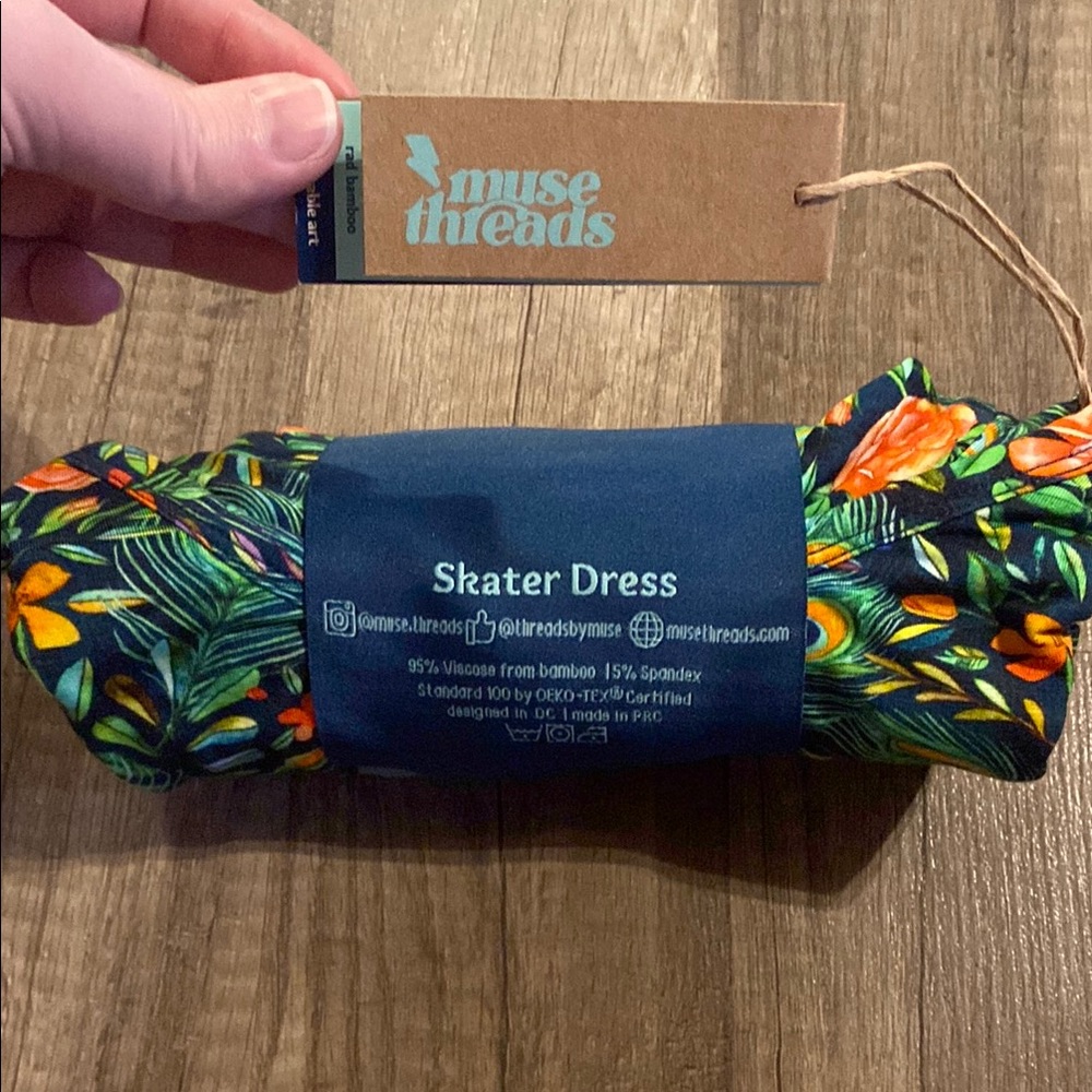 Muse Threads Skater Dress with Tropical Print